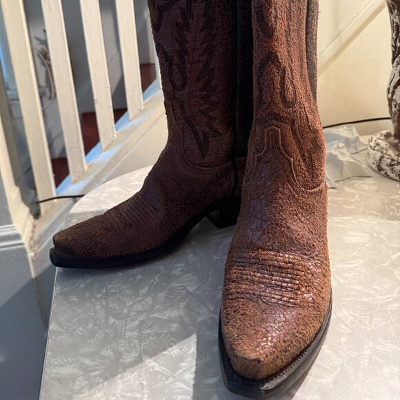 irredescent brown purple us made lucchese boots 7.5 but fits 8 - Picture 1 of 9